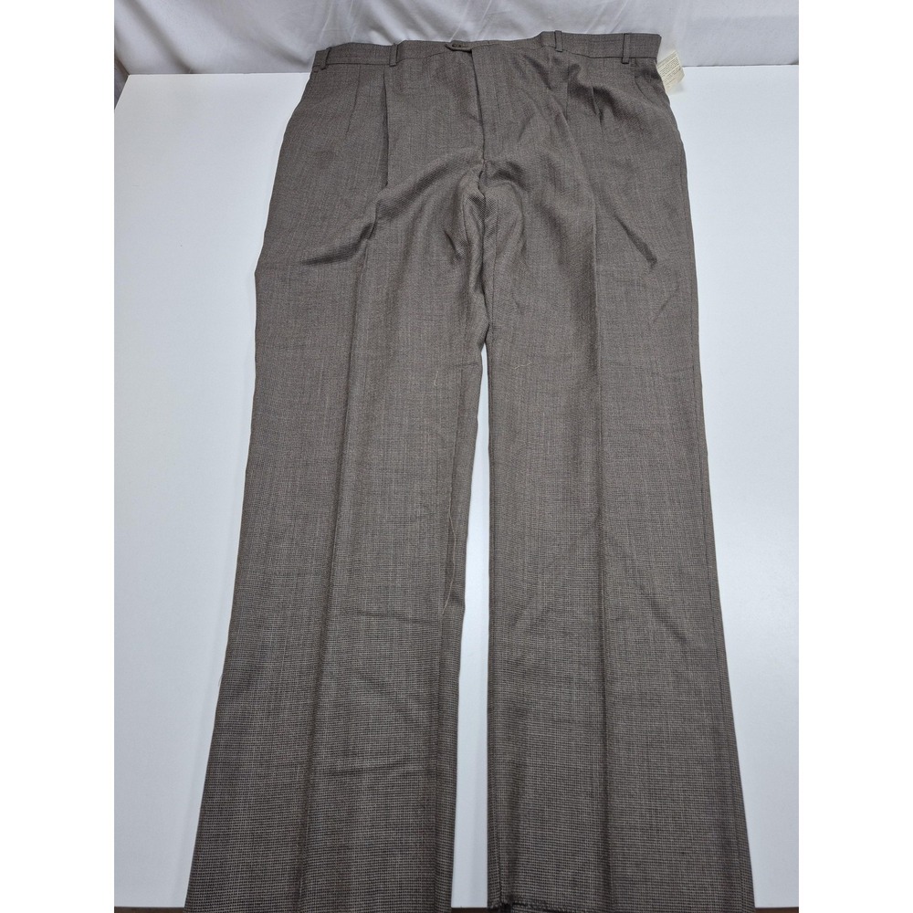 VTG Palm Beach Dress Pants Men's 50x37 Brown Wool Pleated Straight Unhemmed NWT
